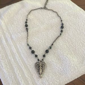 Brighton heart black bead necklace
